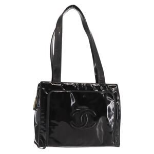Chanel Tote Bag Patent Leather Black CC